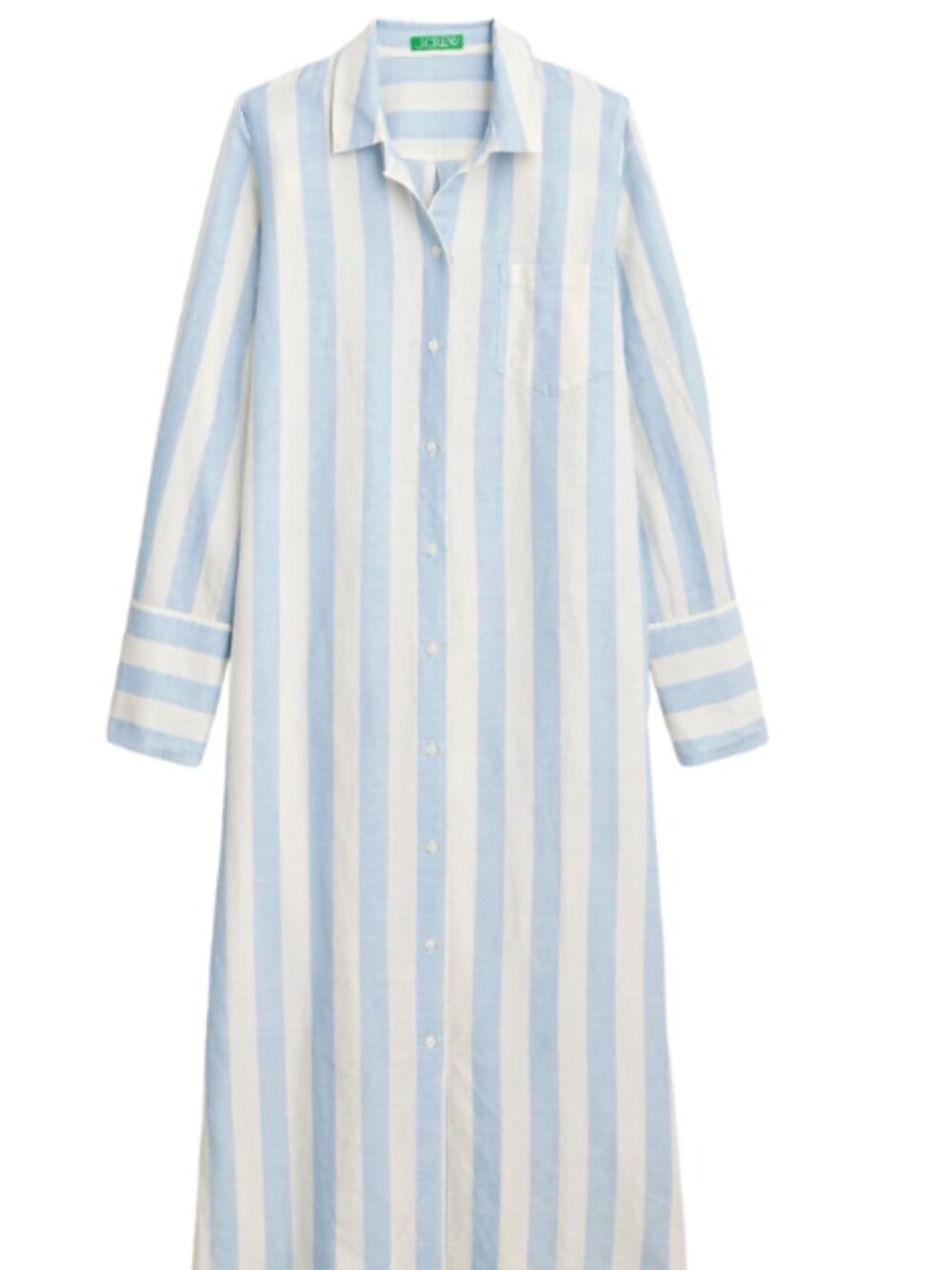 J.Crew Women’s Blue Striped Linen Blend Maxi Shirtdress Size L Swim Coverup